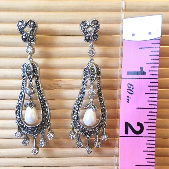 Crystals + Pearl Chandelier Earrings - Picture 4 of 6
